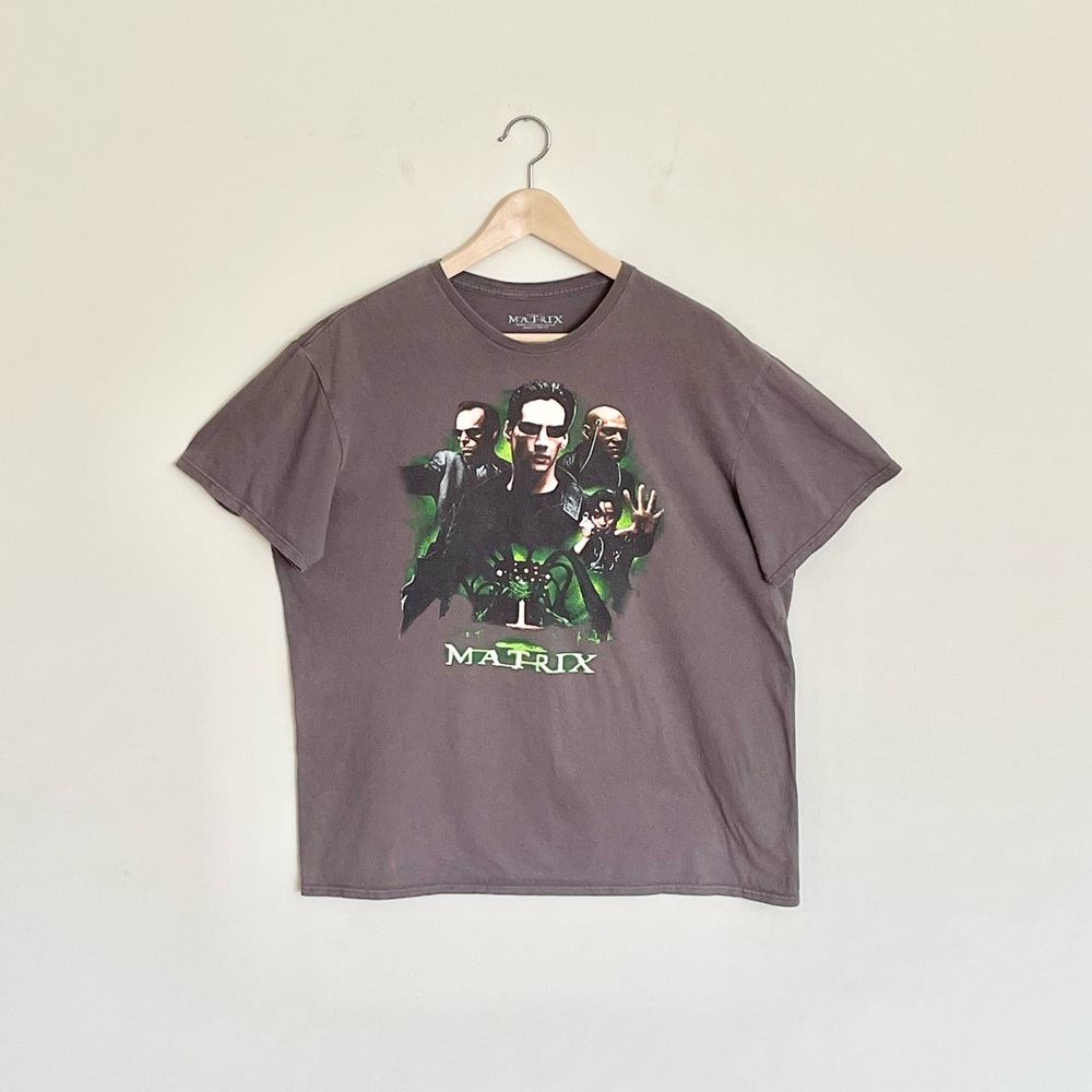The Matrix Movie Keanu Reeves Group Graphic Gray T Shirt Adult size XL